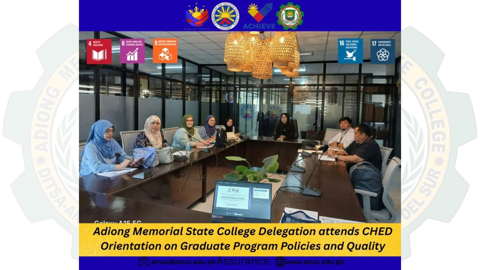 Adiong Memorial State College Delegation attends CHED Orientation on Graduate Program Policies and Quality Assurance
